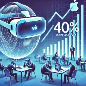 DALLE 2024-07-07 023644 - Illustration showing the shrinking VR market despite Metas investment with a 40 decrease The image should depict elements of VR headsets financia - innovaTopia