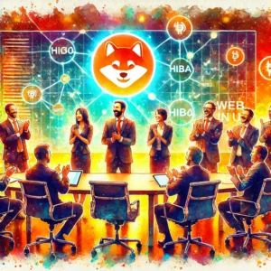 DALLE 2024-09-17 052134 - Watercolor painting of a digital meeting where Shiba Inus team is celebrating their acquisition of a top-level domain for their Web3 ecosystem In th - innovaTopia