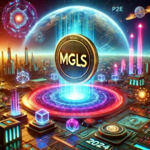 DALLE 2024-10-22 062216 - A futuristic scene of a new token labeled MGLS rising dramatically in a digital ecosystem The token is surrounded by vibrant holographic icons re - innovaTopia