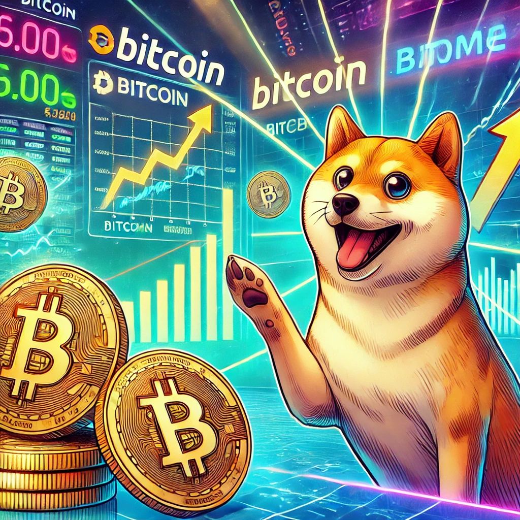 DALLE 2024-10-22 062251 - An illustration featuring the excitement around Cryptocoms Bitcoin campaign aimed at meme coin traders In the foreground Bitcoin and Shiba Inu tok - innovaTopia
