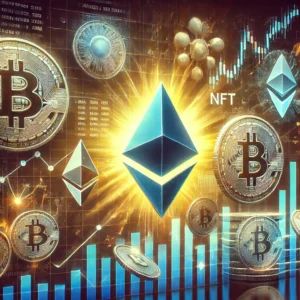 DALLE 2024-06-24 042823 - An image illustrating the maturity and diversity of the NFT market The background features Ethereum symbols and various NFT artworks The foreground - innovaTopia