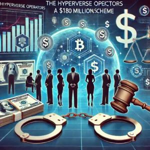 DALLE 2024-06-24 044254 - An image illustrating the HyperVerse operators being indicted for a 0 million fraud scheme The background features elements of a Ponzi scheme suc - innovaTopia