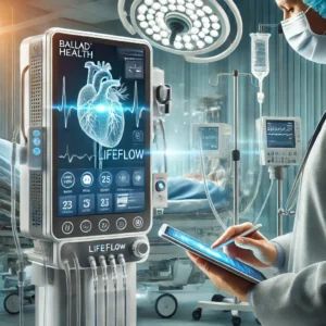 DALLE 2024-06-24 050129 - A hospital scene with advanced medical equipment showing a doctor using a device named LifeFlow to improve patient outcomes The background includes - innovaTopia