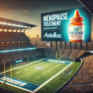 DALLE 2024-06-24 050154 - A scene showing a bold advertising campaign for the menopause treatment drug Veozah by Astellas during an NFL game The image includes a dynamic sta - innovaTopia