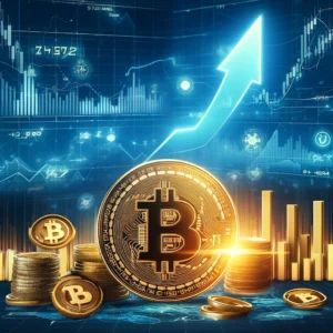 DALLE 2024-06-24 071057 - An image illustrating the rise of Bitcoin prices surpassing 000 with a strong start in 2024 The background features financial charts and digital - innovaTopia
