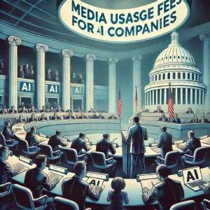 DALLE 2024-06-30 053217 - An illustration of a legislative session with senators debating media usage fees for AI companies The scene captures the intensity of the debate sym - innovaTopia