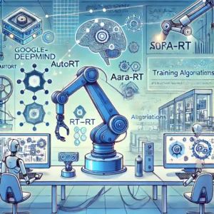DALLE 2024-07-02 081317 - Illustration of Google DeepMind developing new robotic training systems AutoRT SARA-RT and RT-Trajectory Show robotic arms and training algorithms - innovaTopia