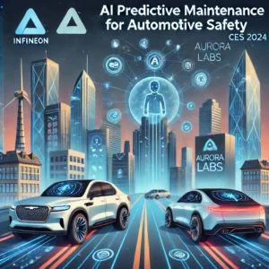 DALLE 2024-07-02 081320 - Illustration of Infineon and Aurora Labs presenting at CES 2024 Show AI predictive maintenance for automotive safety with futuristic cars and tech el - innovaTopia