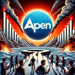 DALLE 2024-07-02 083048 - An illustration showing the Appen company logo with a backdrop of a crisis symbolizing the end of their contract with Alphabet and the ensuing challe - innovaTopia
