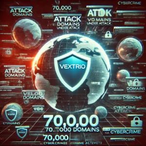 DALLE 2024-07-03 082031 - A digital scene with multiple websites under attack displaying the VexTrio logo The background features 70000 domains and cybercrime elements emph - innovaTopia