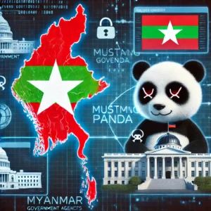 DALLE 2024-07-04 084821 - Myanmar government agencies targeted by Chinese hacker group Mustang Panda The image shows a digital map of Myanmar a panda with hacker symbols and - innovaTopia