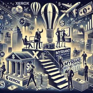 DALLE 2024-07-07 055603 - Illustration of Myriad Venture Partners launching a 0 million fund with support from Xerox The image should depict elements of venture capital st - innovaTopia
