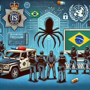DALLE 2024-07-08 081758 - An illustration of Brazilian police arresting the operators of the banking trojan Grandoreiro The scene includes police elements digital security - innovaTopia
