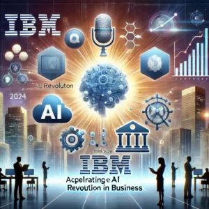 DALLE 2024-07-11 073837 - Illustration showing IBM accelerating the AI revolution in business at Think 2024 event in Boston Depict elements like AI symbols business icons - innovaTopia