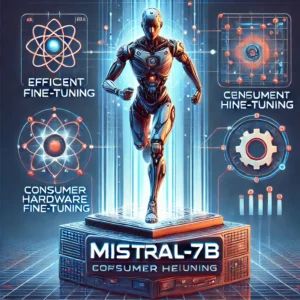 DALLE 2024-07-13 052911 - An illustration showing a futuristic AI model named Mistral-7b dominating a leaderboard with elements of efficient fine-tuning and consumer hardware - innovaTopia