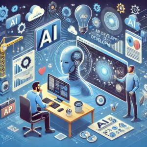 DALLE 2024-07-20 041041 - An illustration depicting the impact of AI on app development The image should show developers working on futuristic apps with AI-driven user interfa - innovaTopia