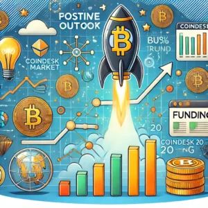 DALLE 2024-07-20 051619 - Illustration showing the positive outlook of the cryptocurrency market with a bullish trend and CoinDesk 20s funding rates Elements include bullish - innovaTopia