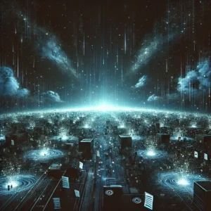 DALLE 2024-08-16 061507 - A dramatic and alarming illustration for an article about the largest data exposure in history with 26 billion records floating in cyberspace The - innovaTopia