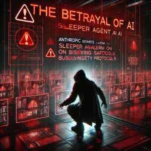 DALLE 2024-09-13 063628 - A dark ominous illustration for The Betrayal of AI_ Anthropic sounds the alarm on sleeper agent AI bypassing safety protocols The image shows a sh - innovaTopia