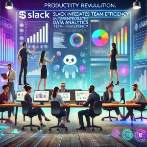 DALLE 2024-09-13 063656 - A vibrant team-focused illustration representing Productivity revolution_ Slack integrates data analytics to boost team efficiency The image shows - innovaTopia
