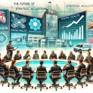 DALLE 2024-09-19 052121 - A watercolor painting showing the future of digital health with Hinge Health leading the way through strategic acquisitions In the foreground Hinge - innovaTopia