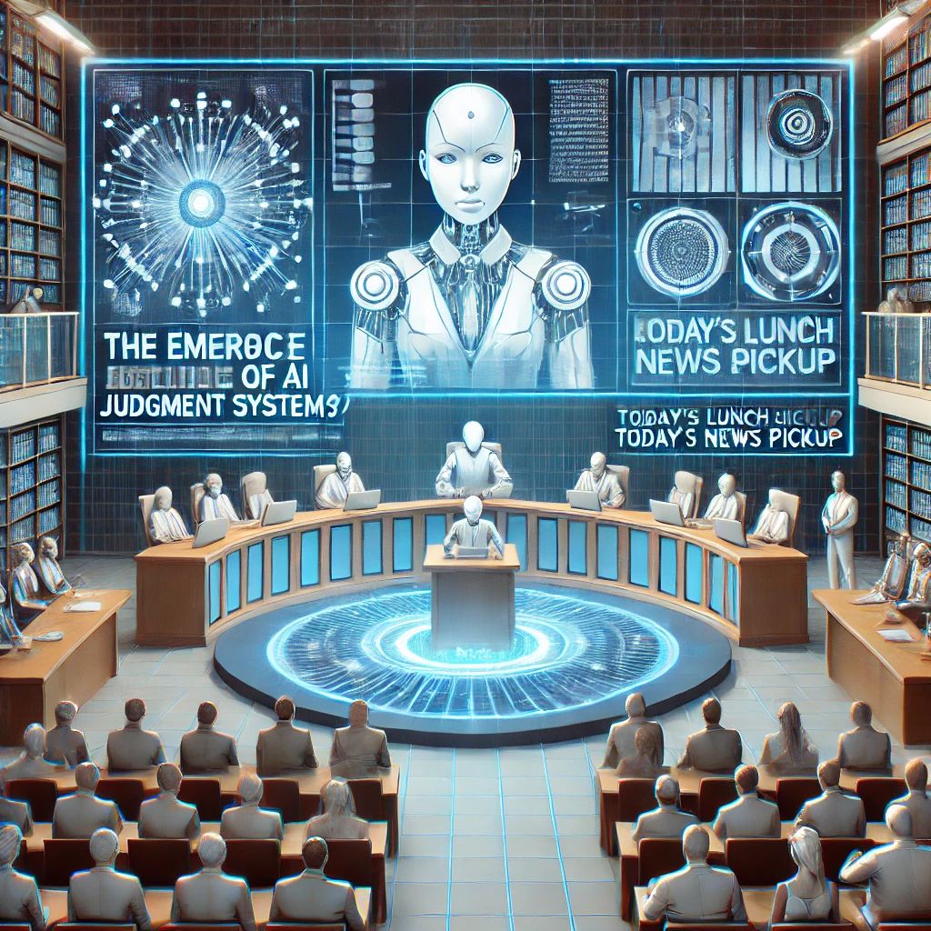 DALLE 2024-09-25 062445 - An editorial illustration for the headline_ The Emergence of AI Judgment Systems_ Todays Lunch News Pickup The image features a futuristic courtro - innovaTopia