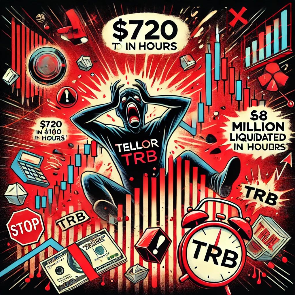 カオスの取引: TellorのTRBが急落、数時間で$720から$180へ—先物市場で6800万ドルが蒸発