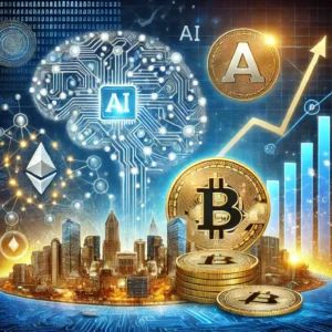 DALLE 2024-09-26 071226 - An illustration depicting the rise of AI tokens revolutionizing the economy with the emergence of digital currencies Show AI symbols like neural netw - innovaTopia
