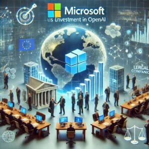 DALLE 2024-10-09 070637 - An image depicting the EUs scrutiny of Microsofts investment in OpenAI focusing on antitrust concerns Show elements of regulatory examination lar - innovaTopia