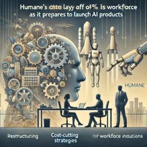 DALLE 2024-10-09 070645 - An image illustrating Humanes decision to lay off 4 of its workforce as it prepares to launch AI products Show elements of corporate restructuring - innovaTopia