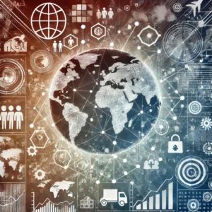 DALLE 2024-10-10 062119 - An image representing glocalization highlighting a blend of local and global economies The illustration should feature a world map with interconnect - innovaTopia