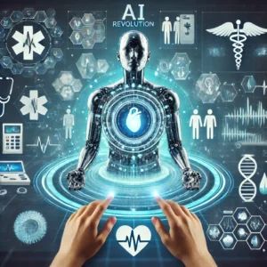 DALLE 2024-10-10 062127 - A futuristic medical illustration symbolizing the AI revolution in healthcare The image should include robotic hands or digital interfaces diagnosing - innovaTopia