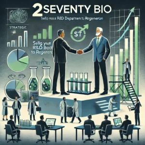 DALLE 2024-10-10 073757 - An illustration showing the strategic shift of 2seventy bio selling its RD department to Regeneron and welcoming a new CEO In the foreground two e - innovaTopia