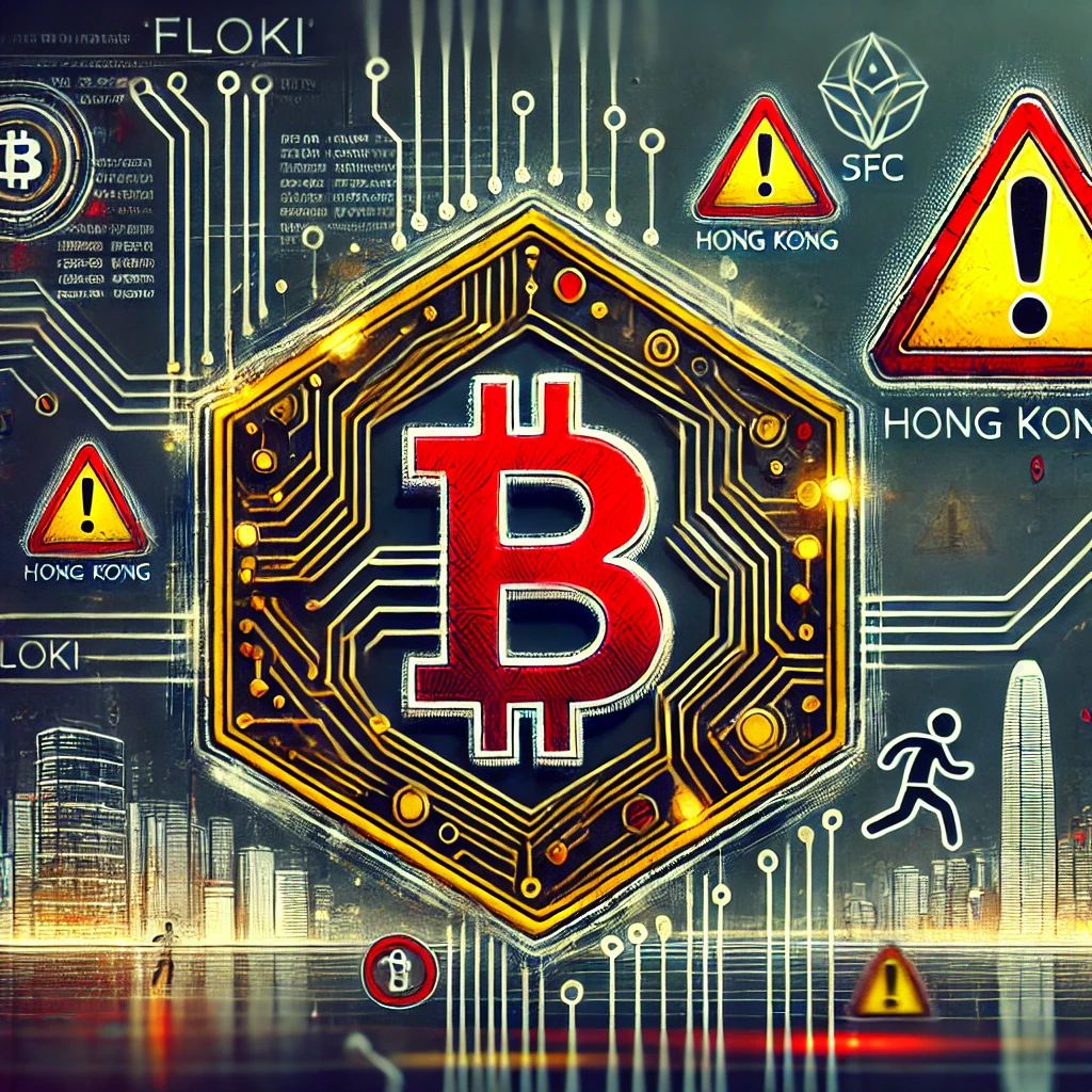 DALLE 2024-10-22 064911 - A digital illustration showing the Hong Kong SFC issuing a warning about the suspicious Floki staking program The image features a large Floki lo - innovaTopia