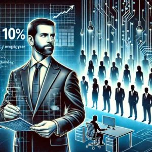DALLE 2024-10-22 072630 - An illustration showing Block Inc undergoing a significant reorganization with a focus on the 10 employee reduction In the foreground figures rep - innovaTopia