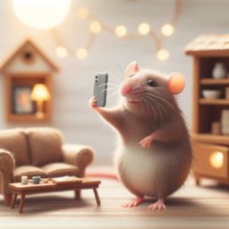 DALL·E 2024-01-23 15.36.37 - A whimsical scene of a rat taking a selfie. The rat is standing on its hind legs, holding a small smartphone with its front paws. The background shows - innovaTopia