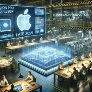 DALLE 2024-06-14 084458 - A scene showing the development of Apples Vision Pro successor set to begin mass production by late 2025 with a focus on lightweight design The bac - innovaTopia