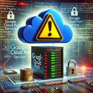 DALLE 2024-06-16 075553 - An illustration of a warning sign over a cloud server indicating a Google Cloud Run service being used to distribute banking trojans The background - innovaTopia