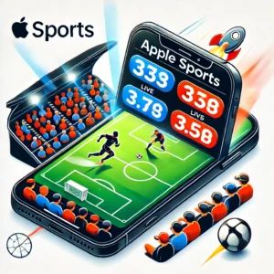 DALLE 2024-06-16 100226 - An illustration of Apple Sports on an iPhone showing easy tracking of sports scores The scene includes an iPhone with a sleek interface displaying - innovaTopia