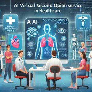 DALLE 2024-06-16 100231 - An illustration of a virtual second opinion service in healthcare with patients showing caution towards AI diagnostics The scene includes a virtual - innovaTopia