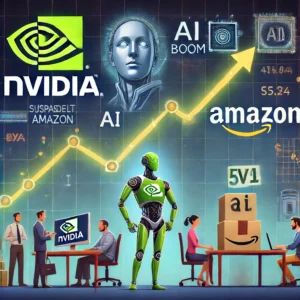 DALLE 2024-06-16 104940 - An illustration of Nvidias stock price soaring fivefold due to the AI boom surpassing Alphabet and Amazon in market value The scene shows a stock m - innovaTopia