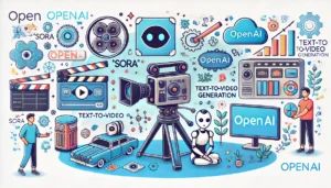 DALLE 2024-06-17 082101 - Illustration of OpenAIs announcement of Sora a text-to-video generation technology with elements of video production and AI innovation - innovaTopia