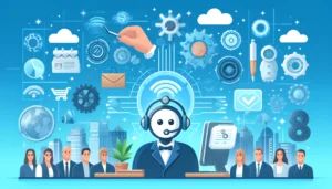 DALLE 2024-06-17 082114 - Illustration showing AI transforming customer service across industries with elements of efficiency satisfaction and various service sectors - innovaTopia