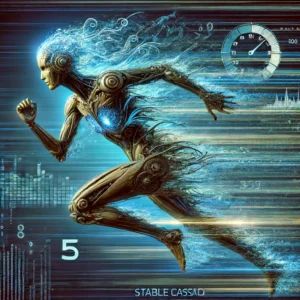 DALLE 2024-06-17 091154 - A dynamic image of the new AI image generation tool Stable Cascade showcasing its speed and functionality Include a comparison with the previous ve - innovaTopia