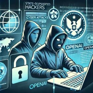 DALLE 2024-06-17 093213 - An illustration depicting state-sponsored hackers using OpenAI technology to enhance cyber attacks Include elements like hackers in hoodies OpenAI l - innovaTopia