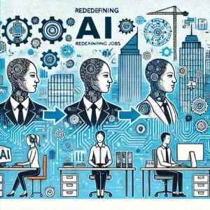 DALLE 2024-06-17 093224 - An illustration showing the evolution of AI redefining white-collar jobs with a focus on the future of management roles Include elements like office - innovaTopia