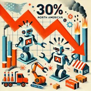 DALLE 2024-06-18 215215 - An illustration showing the shock of a 30 decrease in North American industrial robot orders with symbols of industry robotics and a sharp decline - innovaTopia
