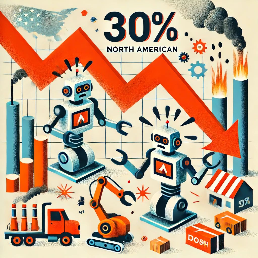 北米産業用ロボット注文、昨年30%減少の衝撃！