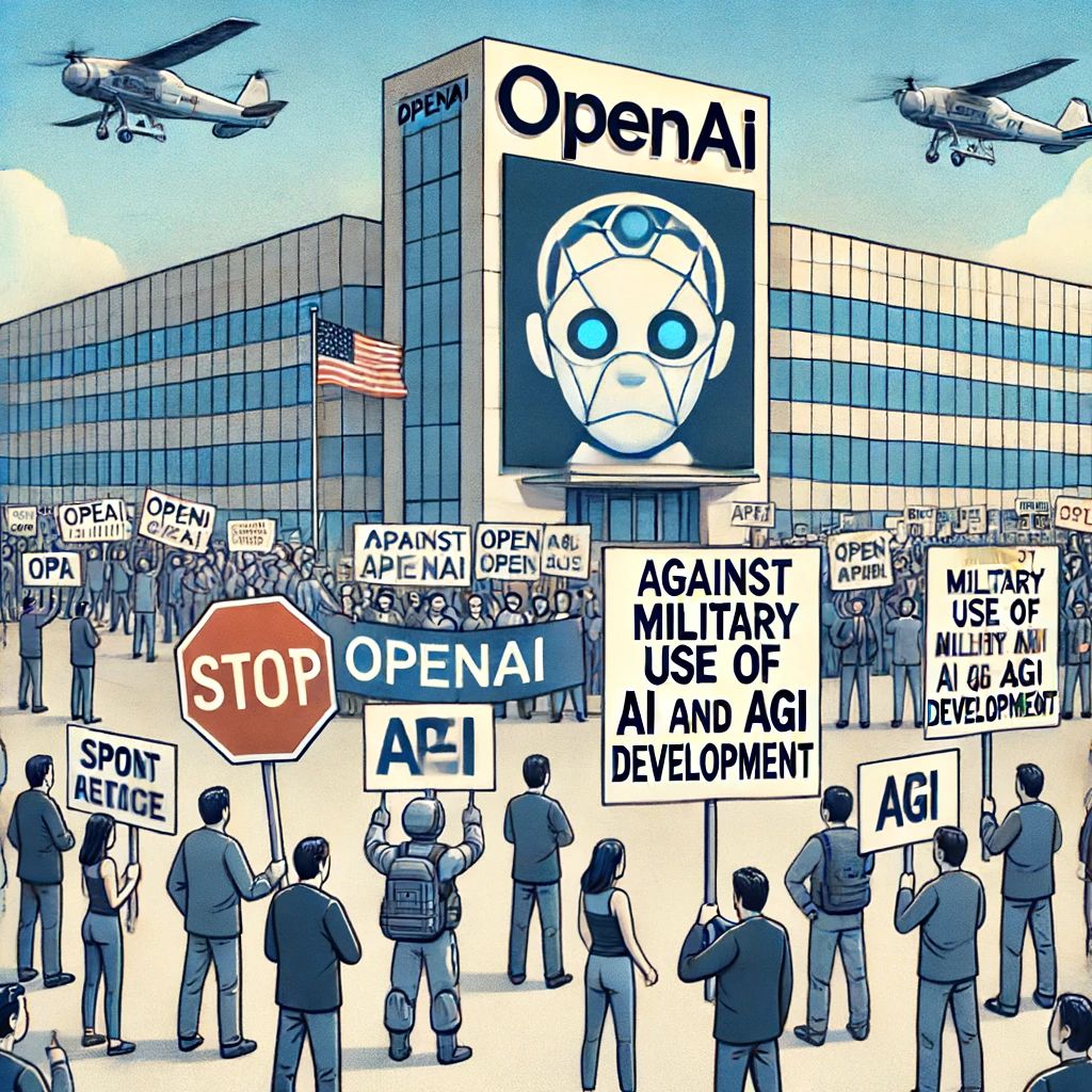 OpenAI前で抗議勃発：AI開発の軍事利用とAGI構築に反対の声高まる