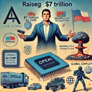 DALLE 2024-06-18 221308 - An illustration of OpenAIs Sam Altman aiming to raise trillion for AI chip development amidst geopolitical tensions and technological competition - innovaTopia